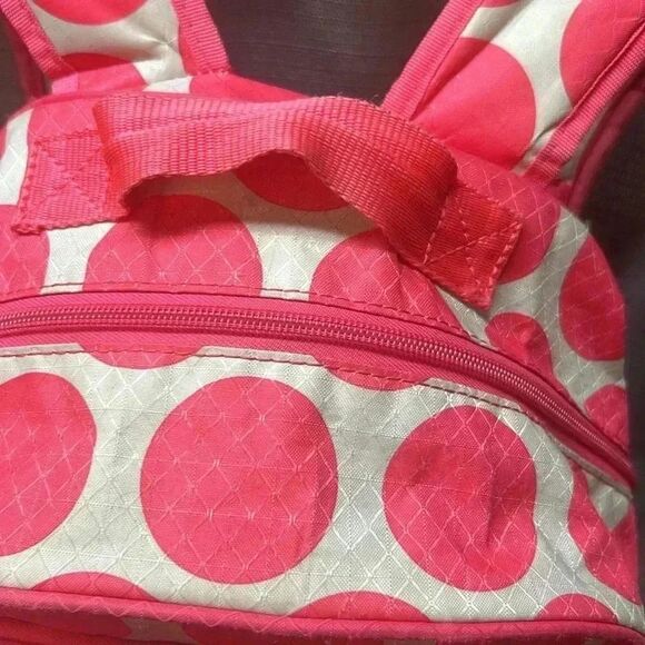 Thirty-One Mod Coral Polka Dot backpack Monogram M - Picture 10 of 10
